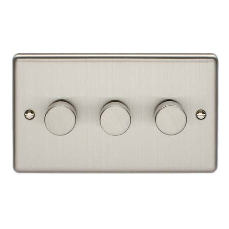 Revive 3 Gang 2 Way Dimmer Light Switch - Satin Steel