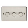 Revive 3 Gang 2 Way Dimmer Light Switch - Satin Steel profile small image view 1 
