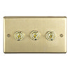 Revive 3 Gang 2 Way Toggle Light Switch - Brushed Brass profile small image view 1 