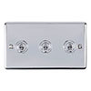 Revive 3 Gang 2 Way Toggle Light Switch - Polished Chrome profile small image view 1 
