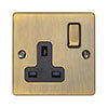 Revive 1 Gang Switched Socket - Antique Brass profile small image view 1 