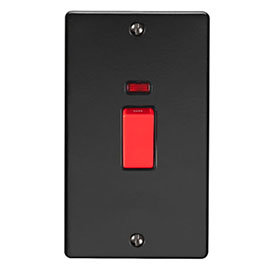 Revive 45 Amp Double Plate Cooker Switch with Neon Power Indicator Matt Black/Black