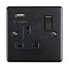 Revive 1 Gang Switched Socket with USB - Matt Black profile small image view 1 