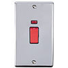 Revive 45A Cooker Switch Double Plate with Neon Power Indicator - Chrome profile small image view 1 