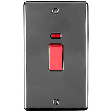 Revive 45A Cooker Switch Double Plate - Black Nickel /Black