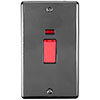 Revive 45A Cooker Switch Double Plate with Neon Power Indicator - Black Nickel profile small image view 1 