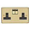 Revive 2 Gang Switched Socket - Brushed Brass profile small image view 1 