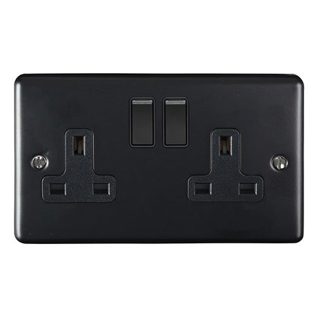 Revive 2 Gang Switched Socket with USB - Matt Black