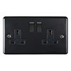 Revive 2 Gang Switched Socket - Matt Black profile small image view 1 