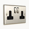 Revive 2 Gang Switched Socket - Satin Steel profile small image view 1 