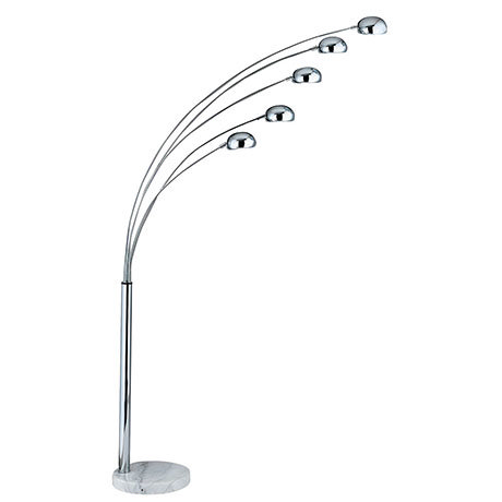 Revive Chrome 5 Light Floor Lamp with Marble Base