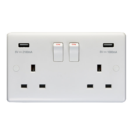 Revive Twin Plug Socket with USB White 