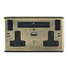 Revive Twin Plug Socket with USB & WiFi Extender Antique Brass/Black profile small image view 1 