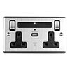 Revive Twin Plug Socket with USB & WiFi Extender Satin Steel/Black profile small image view 1 