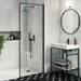 Arezzo 600 Matt Black Framed Washstand with Gloss White Open Shelf and Basin profile small image view 7 