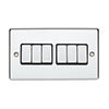Revive 6 Gang 2 Way Light Switch - Polished Chrome profile small image view 1 