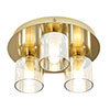 Revive Satin Brass/Champagne Glass 3-Light Plate Ceiling Light profile small image view 1 
