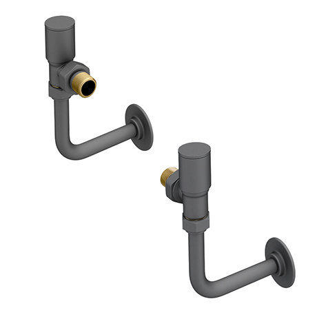 Arezzo Round Angled Radiator Valves inc. Curved Angled Pipes - Anthracite 
