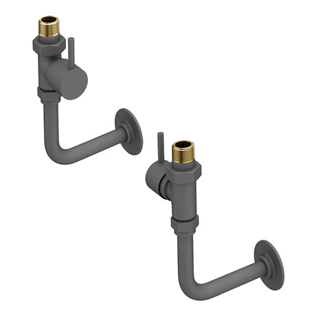 Arezzo Round Straight Radiator Valves incl. Curved Angled Pipes - Anthracite