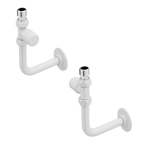 Arezzo Round Straight Radiator Valves incl. Curved Angled Pipes - White