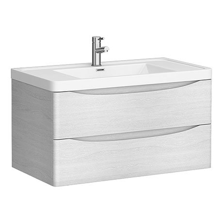 Ronda White Ash 900mm Wide Wall Mounted Vanity Unit