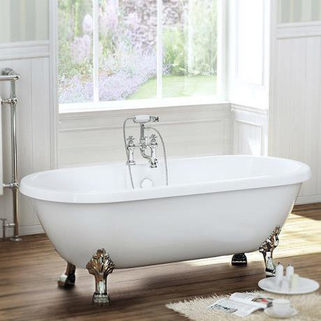 1700 x 750 Luxury Double Ended Freestanding Bath with Chrome Leg Set at ...