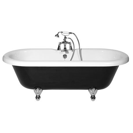 Rydal Black 2TH Double Ended Roll Top Bath | Victorian Plumbing.co.uk