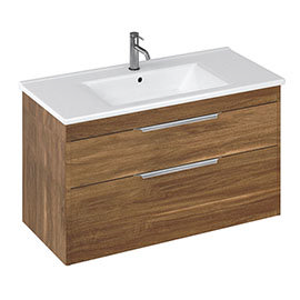 Britton Shoreditch 1000mm Wall-Hung Double Drawer Vanity Unit - Caramel