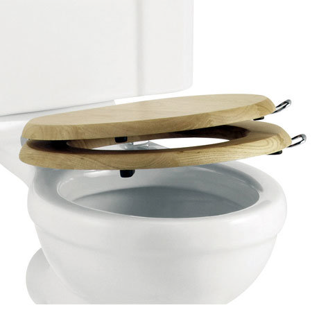 Burlington Soft Close Golden Oak Toilet Seat with Lift Handles