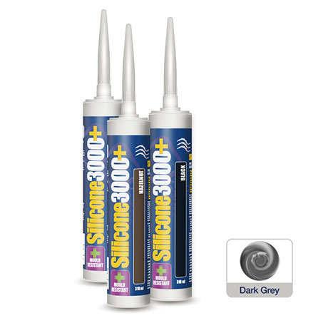Tilemaster Adhesives Silicone 3000+ Anti Mould Silicone Sealant - Dark Grey - S3DG