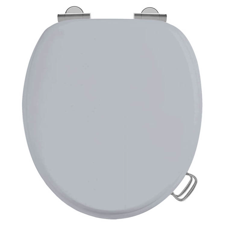 Burlington Soft Close Toilet Seat with Chrome Hinges and Handles - Classic Grey