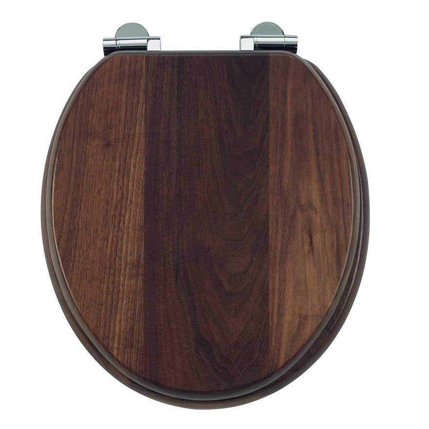 Burlington Soft Close Toilet Seat with Chrome Hinges Walnut S47