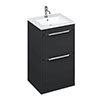 Britton Shoreditch 550mm Floor Standing Double Drawer Vanity Unit with Chrome Handles - Matt Grey profile small image view 1 