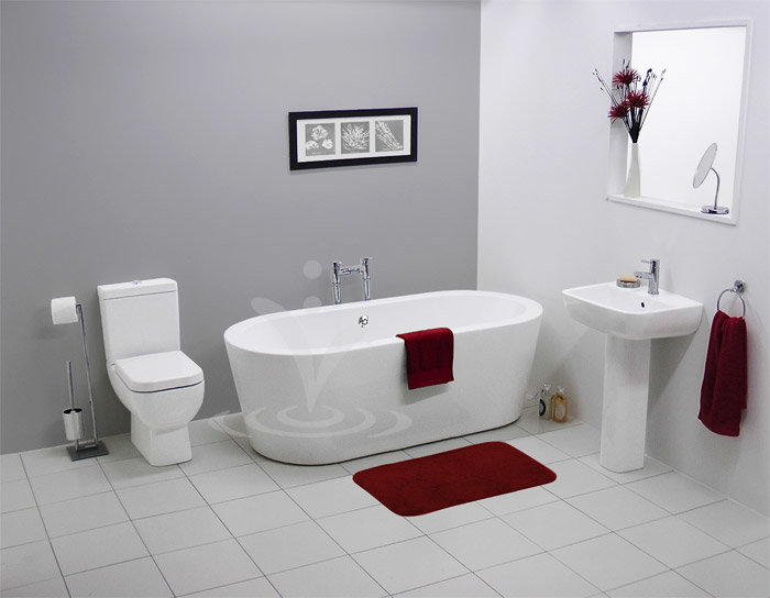 RAK Series 600 Modern Double Ended Oval Freestanding Bath Suite at