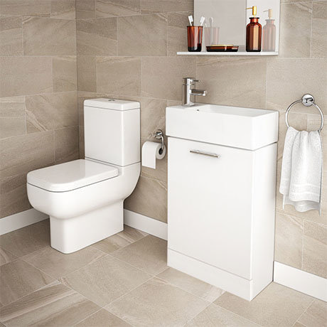 RAK Series 600 Toilet Inc. Soft Close Seat + White Compact Vanity Unit
