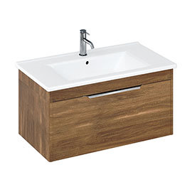 Britton Shoreditch 850mm Wall-Hung Single Drawer Vanity Unit with Chrome Handle - Caramel
