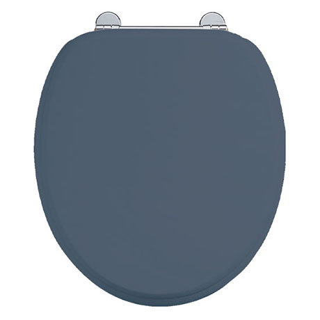 Burlington Soft Close Toilet Seat with Chrome Hinges - Blue