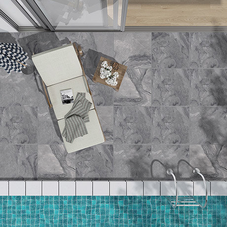 Savona Grey Outdoor Stone Effect Floor Tiles - 600 x 600mm