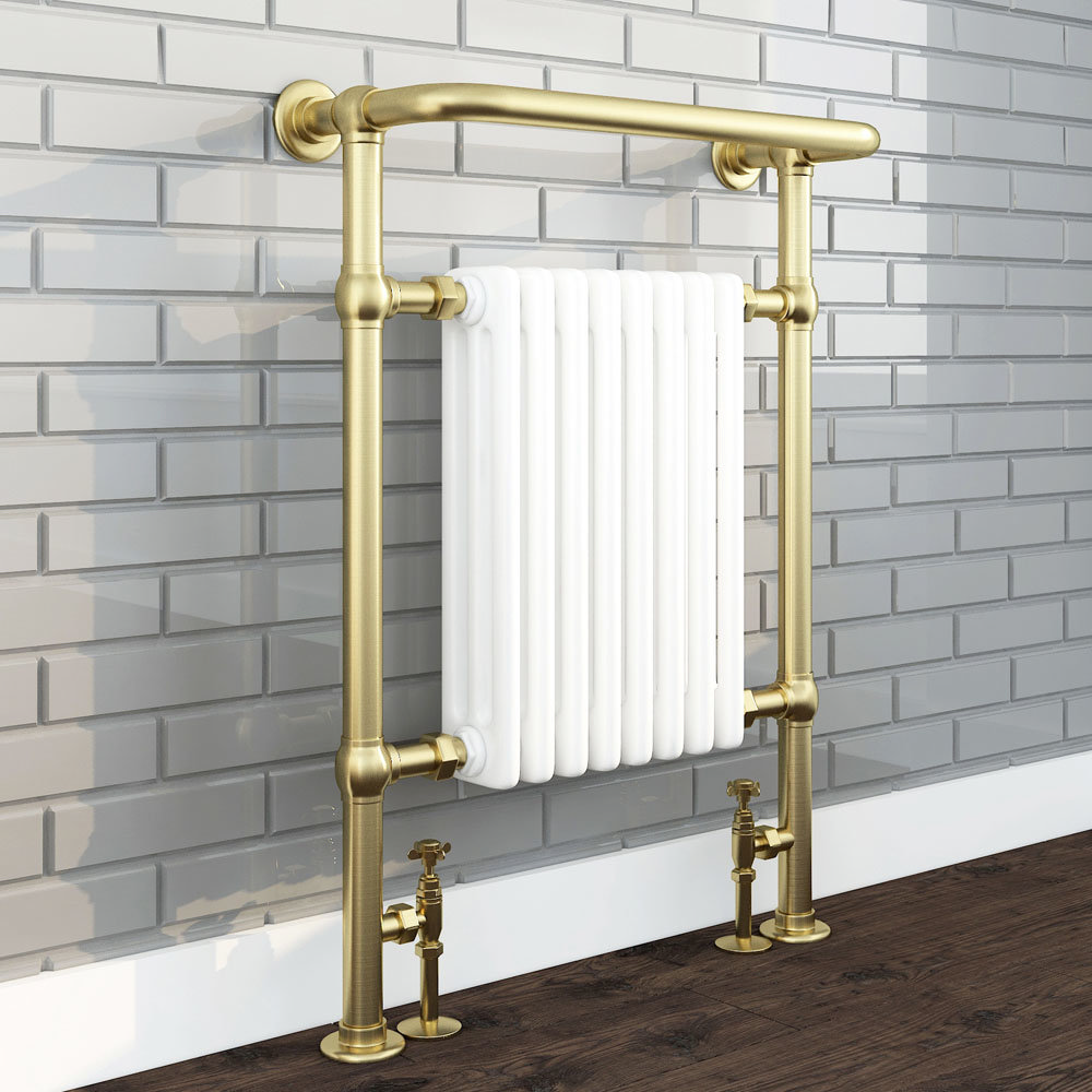Savoy Brushed Brass Traditional Heated Towel Rail Radiator | Victorian