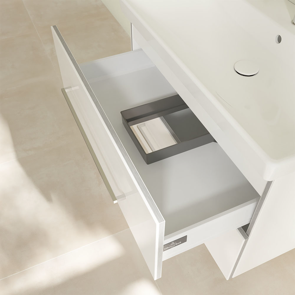 Villeroy and Boch Avento Crystal White 800mm Wall Hung 2-Drawer Vanity Unit