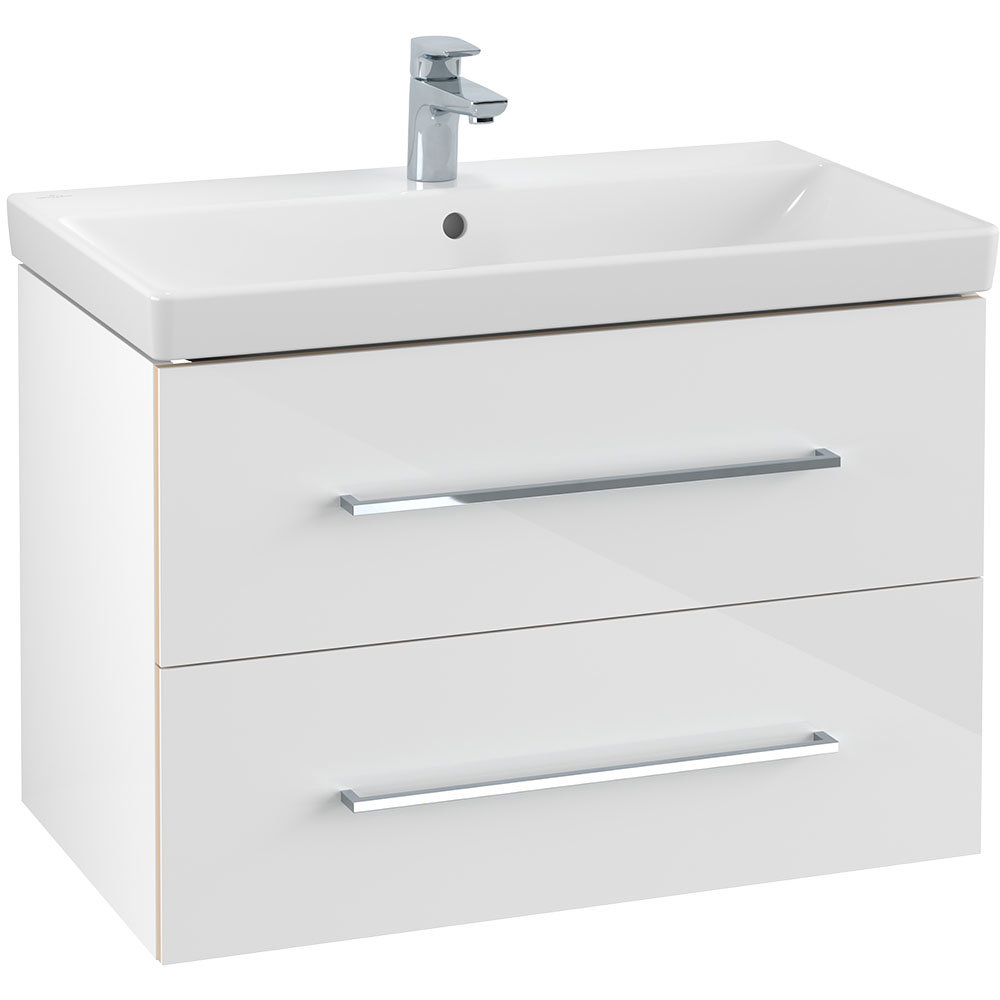 Villeroy and Boch Avento Crystal White 800mm Wall Hung 2Drawer Vanity Unit
