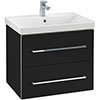 Villeroy and Boch Avento Crystal Black 650mm Wall Hung 2-Drawer Vanity Unit profile small image view 1 