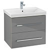 Villeroy and Boch Avento Crystal Grey 600mm Wall Hung 2-Drawer Vanity Unit profile small image view 1 