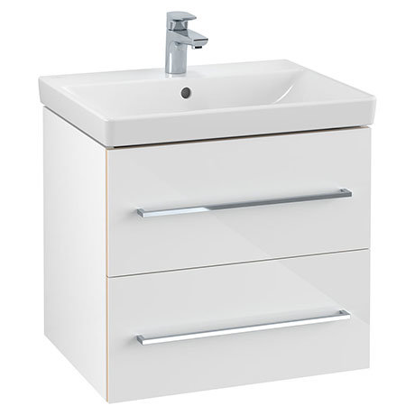 Villeroy and Boch Avento Crystal White 600mm Wall Hung 2-Drawer Vanity Unit