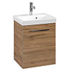 Villeroy and Boch Avento Oak Kansas 450mm Wall Hung 1-Door Vanity Unit profile small image view 1 