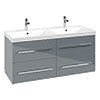 Villeroy and Boch Avento Crystal Grey 1200mm Wall Hung 4-Drawer Double Vanity Unit profile small image view 1 
