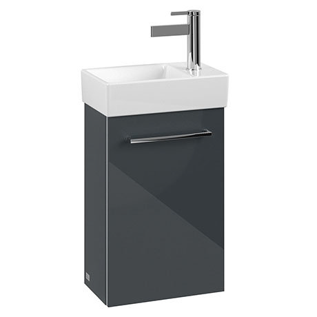 Villeroy and Boch Avento Crystal Grey 360mm Wall Hung Vanity Unit with Left Bowl Basin