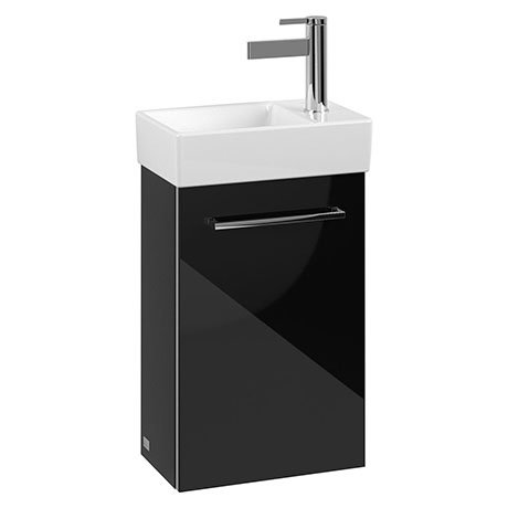 Villeroy and Boch Avento Crystal Black 360mm Wall Hung Vanity Unit with Left Bowl Basin