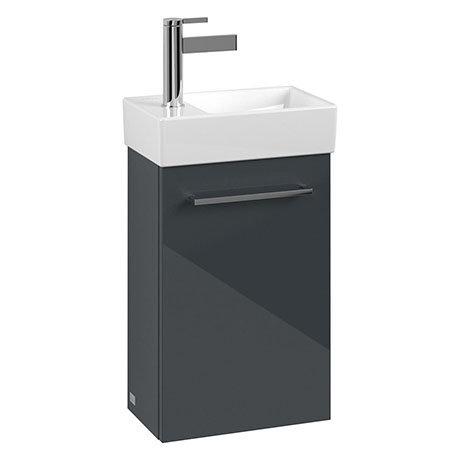 Villeroy and Boch Avento Crystal Grey 360mm Wall Hung Vanity Unit with Right Bowl Basin