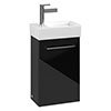 Villeroy and Boch Avento Crystal Black 360mm Wall Hung Vanity Unit with Right Bowl Basin profile small image view 1 